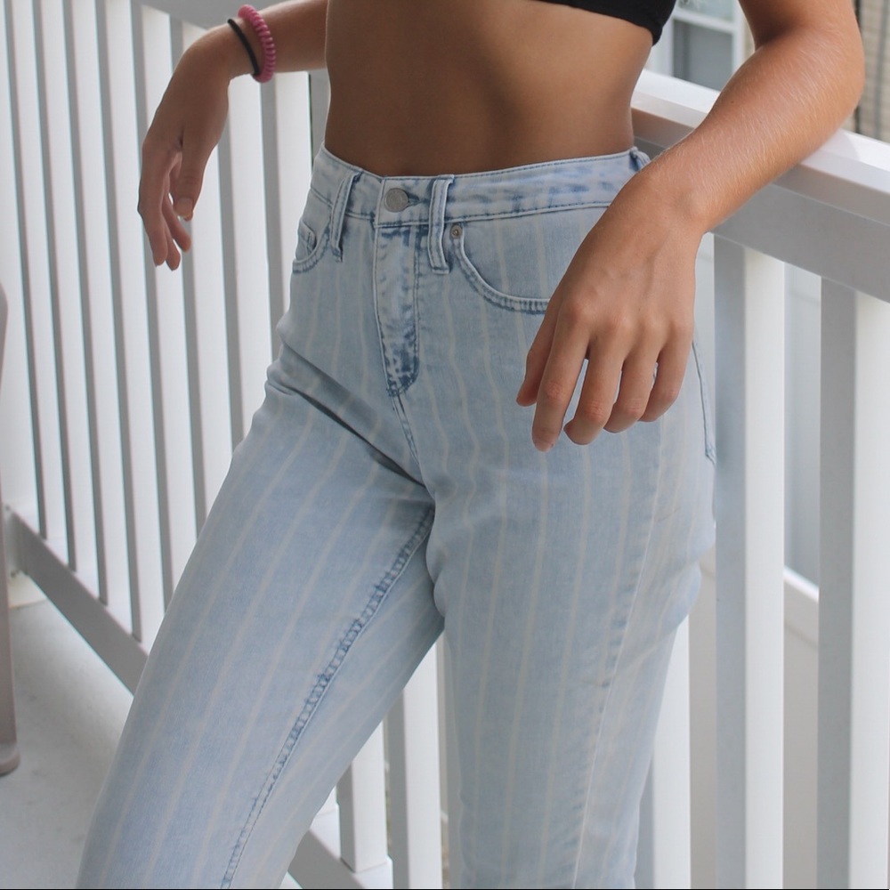 Stripe skinny jeans